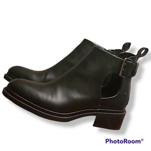 Zara Black Leather Booties with Cutouts